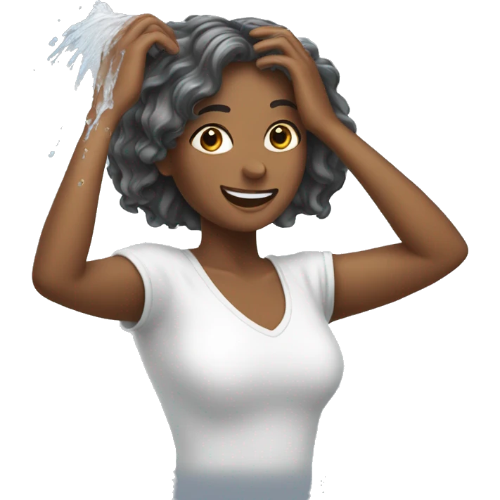 Young woman washing hair emoji