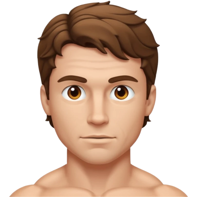 muscular white man with short wavy brown hair emoji