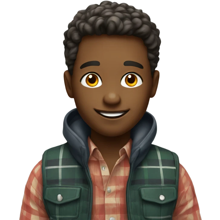 smiling boy in plaid vest emoji