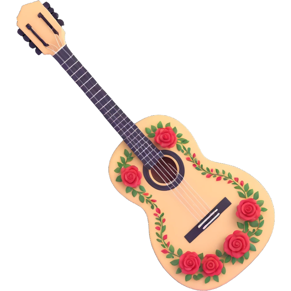 white classical Spanish guitar with intricate rosette designs emoji