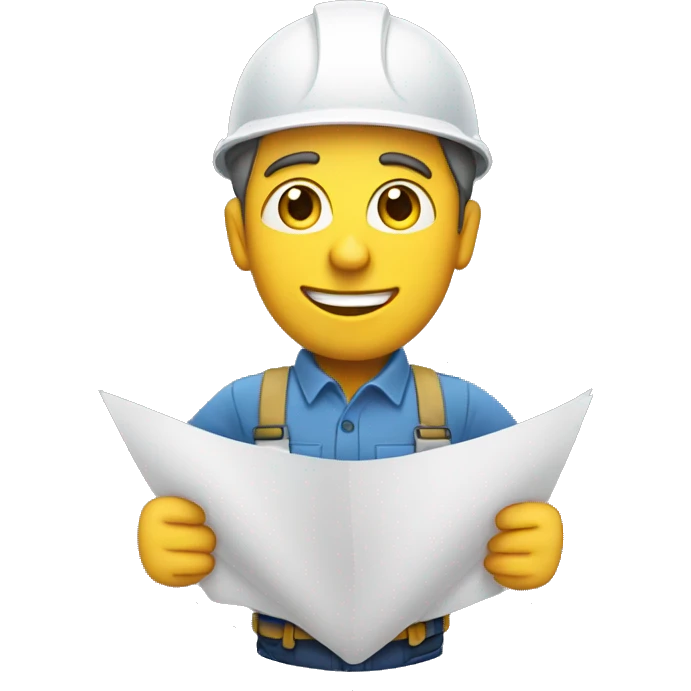 white construction worker holding rolled up plans emoji