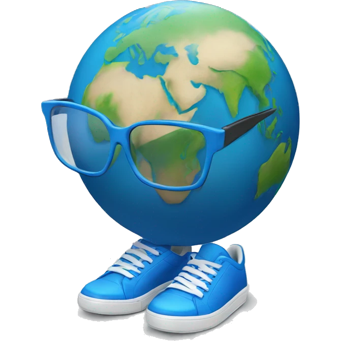 earth with glasses and blue tenis shoes emoji