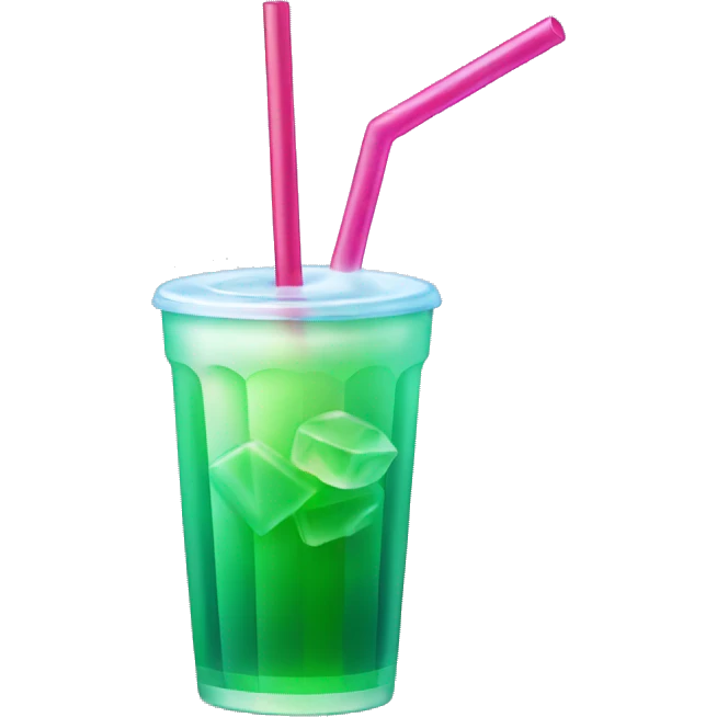 Green gradient drink with straw and ice  emoji