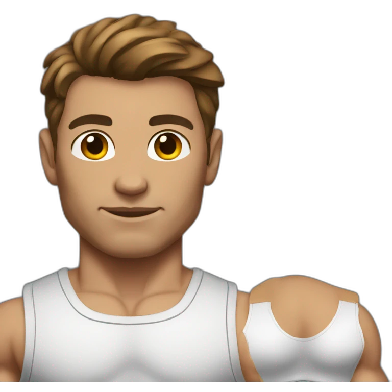 Bodybuilder brown hair without beard emoji
