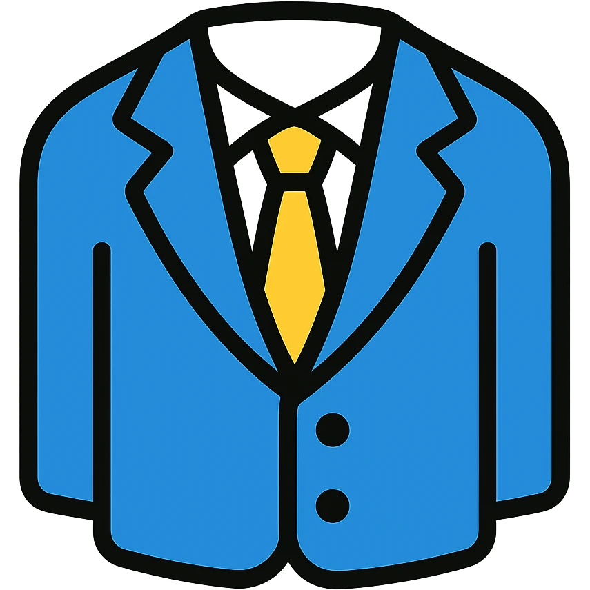 blue tuxedo with open buttons emoji