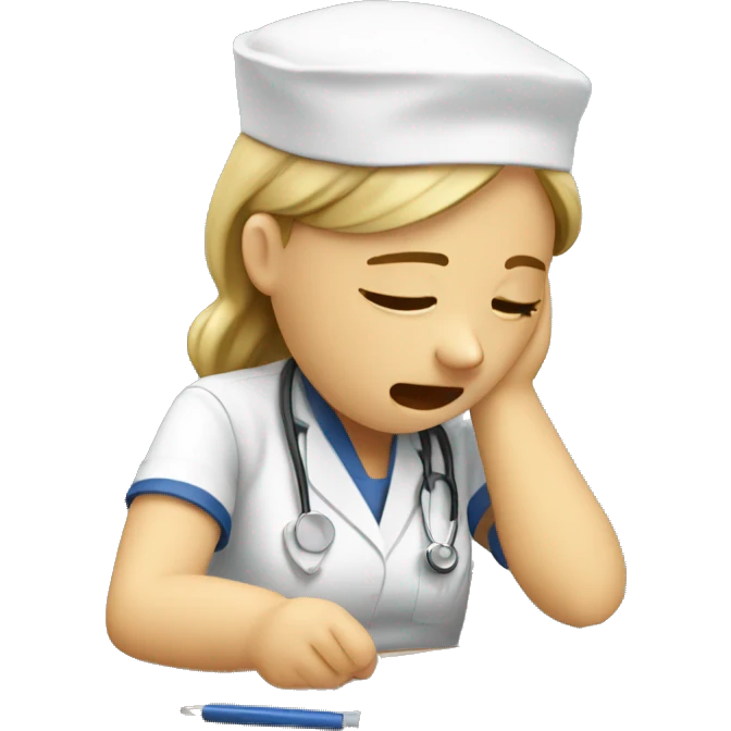Student nurse taking an exam while crying emoji
