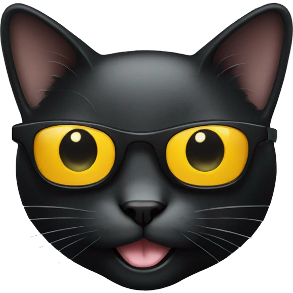 Smiling black cat with sunglasses  emoji