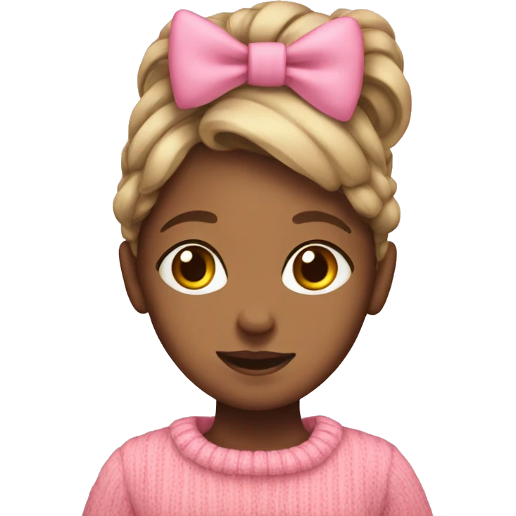 a girl with pink sweater  and pink bow emoji