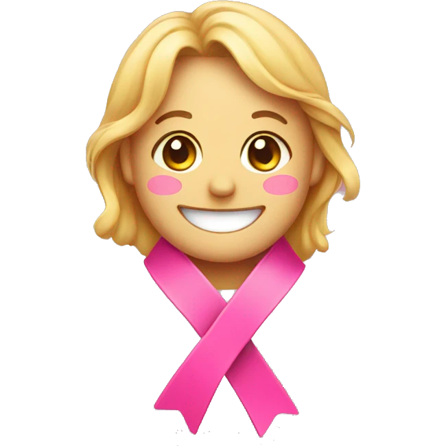 smile with pink ribbon emoji