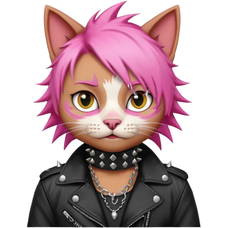 punker cat pink haired body shot emoji
