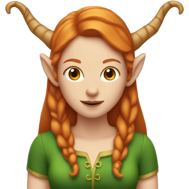 Ginger woman with elf ears and horns emoji