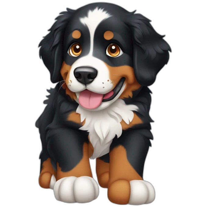Bernese mountain dog giving paw emoji