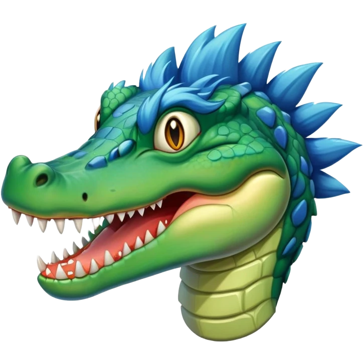 crocodile with a blue hair emoji