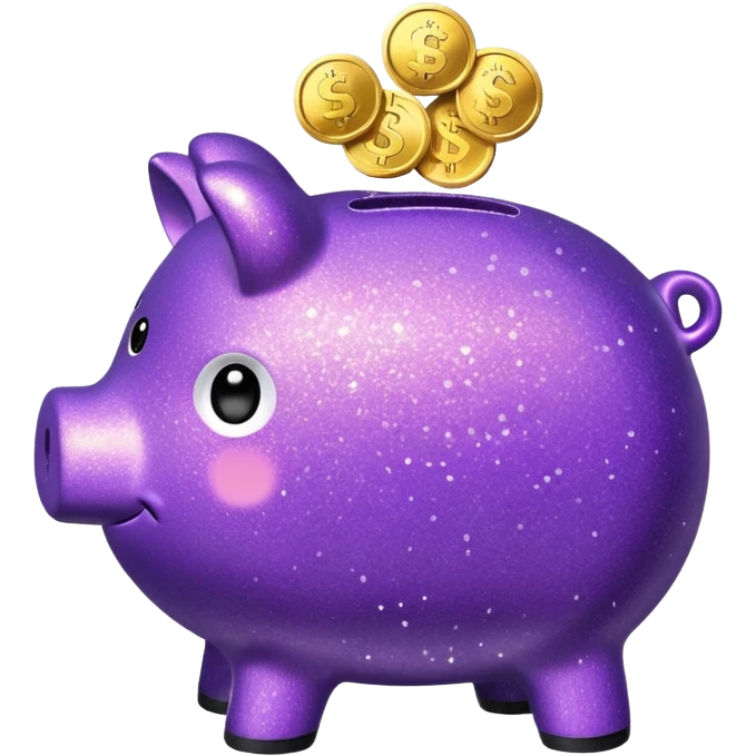 money in a glitter purple piggy bank emoji