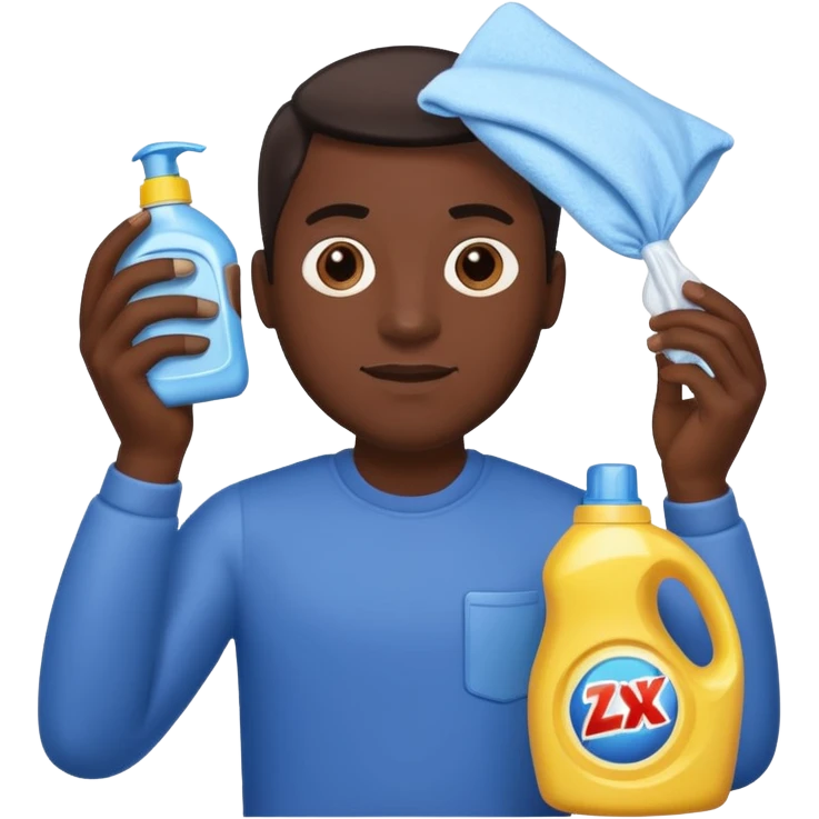 dark skin man holding laundry detergent emoji