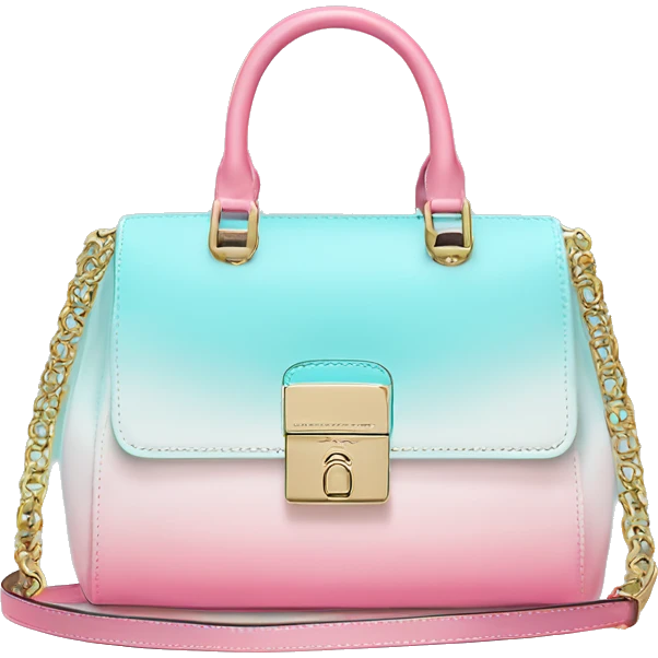 Realistic isolated tiffany blue ,ight pink,and light blue ombre Michael Kors Handbag.  emoji
