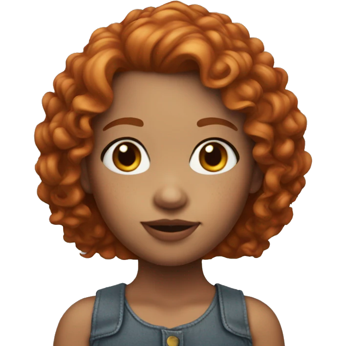 3d avatar memoji, young girl, front view, without neck, red curly hair, freckles emoji