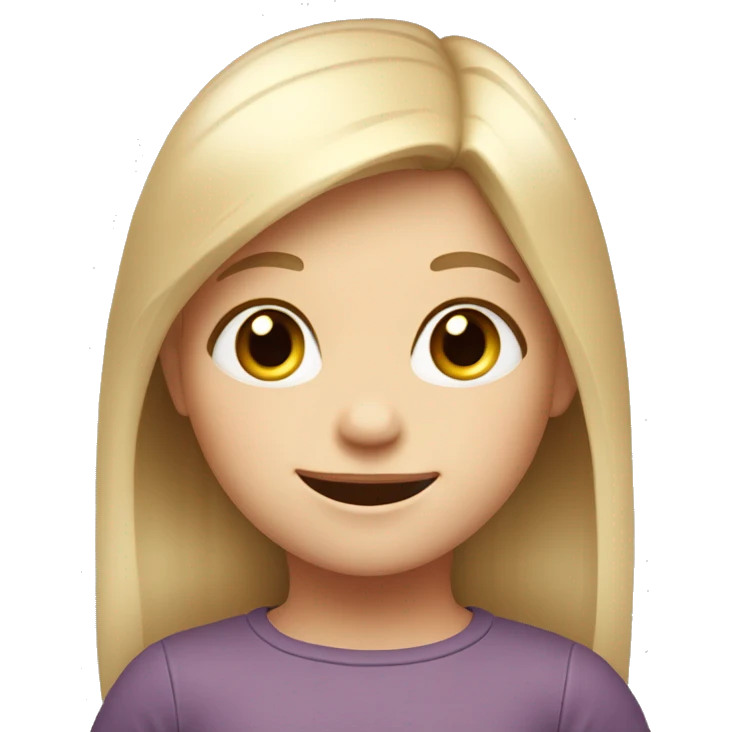 4 year old pale girl with straight hair standing up smiling emoji