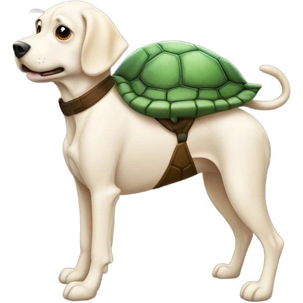dog standing on a turtle emoji