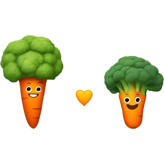 A brocoli who smile hand in Hand with a carrot  emoji