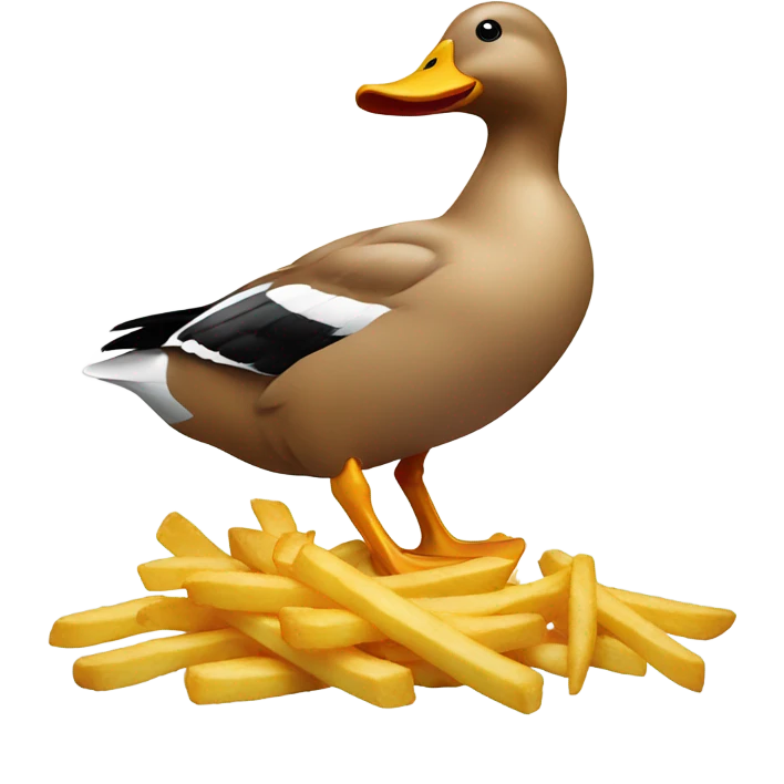 Duck eating French fries emoji