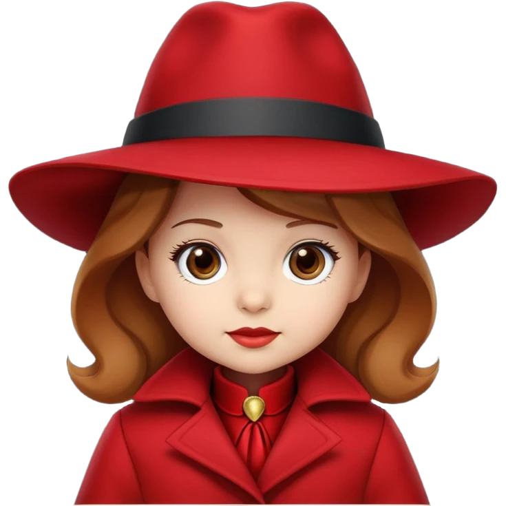 Baby Carmen Sandiego with red hat and coat, cute detective emoji