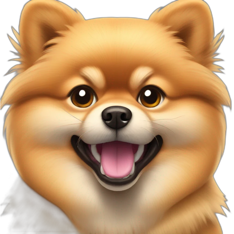 a muscular pomeranian spitz showing its muscles emoji