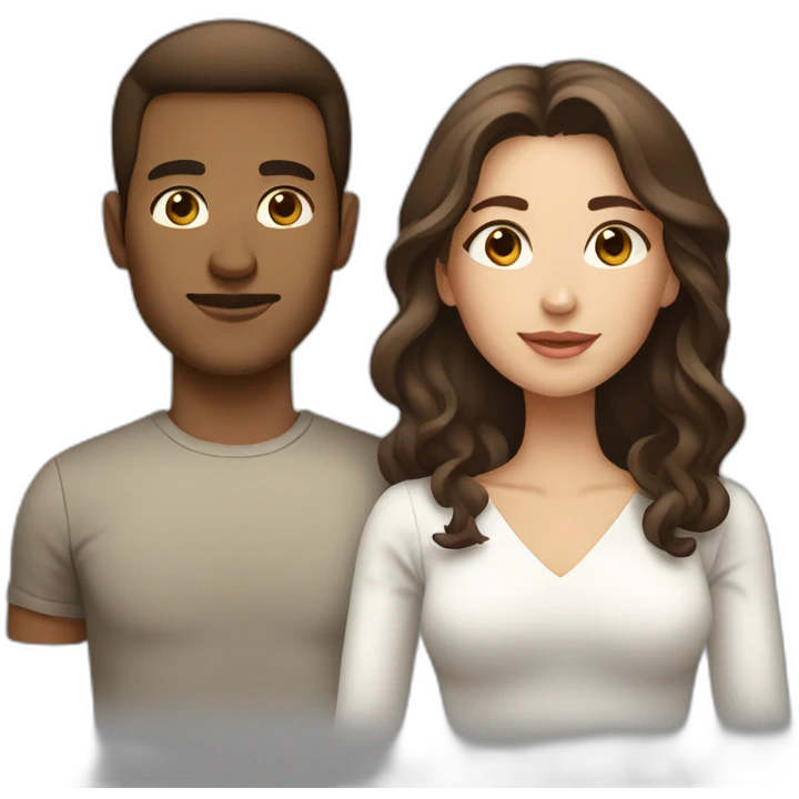 light brown hair man and dark brown long hair woman emoji
