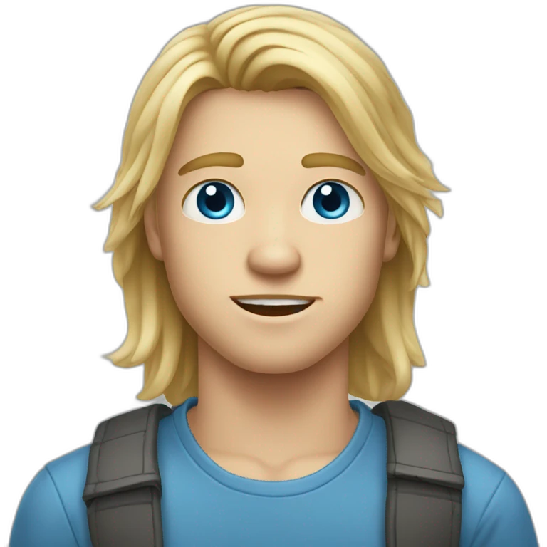 blue-eyed teen-ager man with long blond hair and pimples emoji