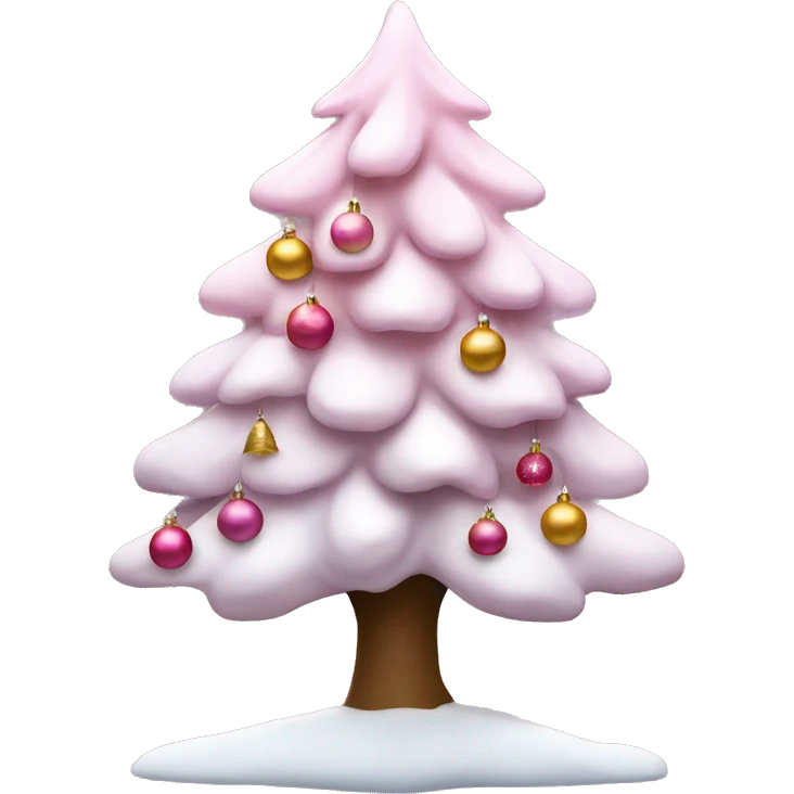 árbol navideño blanco con decoraciones rosa emoji