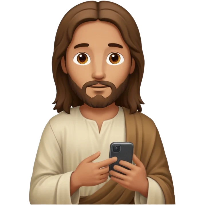 Jésus sur son téléphonesur son téléphone en train de le regarder emoji