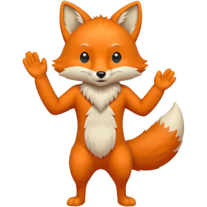 A full boddy orange fox that haves a hand slap  emoji