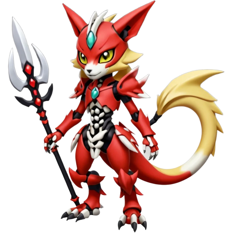 Anthro Digitigrade Cool Badass Skeletal Meloetta-Wargreymon-Renamon-Guilmon-Pokémon-Digimon-Fakémon-fusion-hybrid-creature emoji
