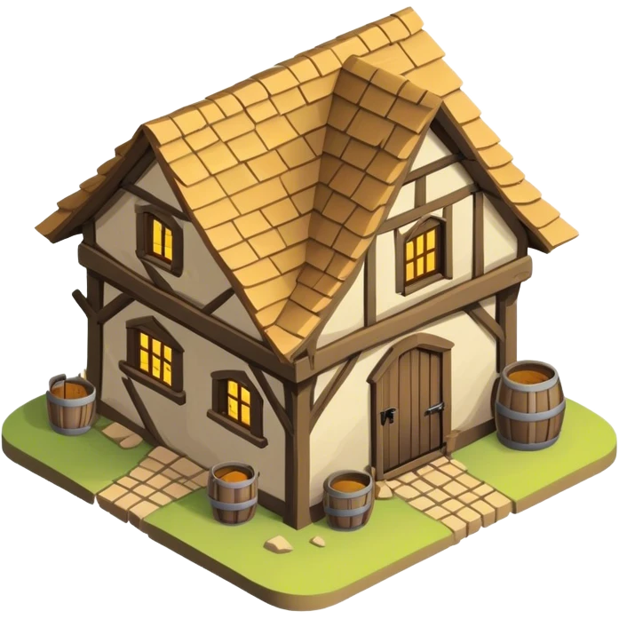 A isometric, old medieval shack. emoji