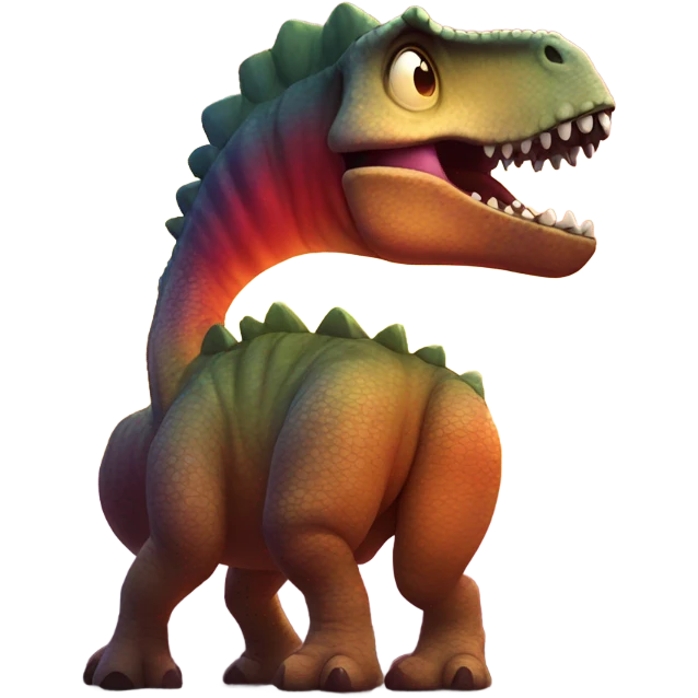 Dinosaur looking at sunset emoji