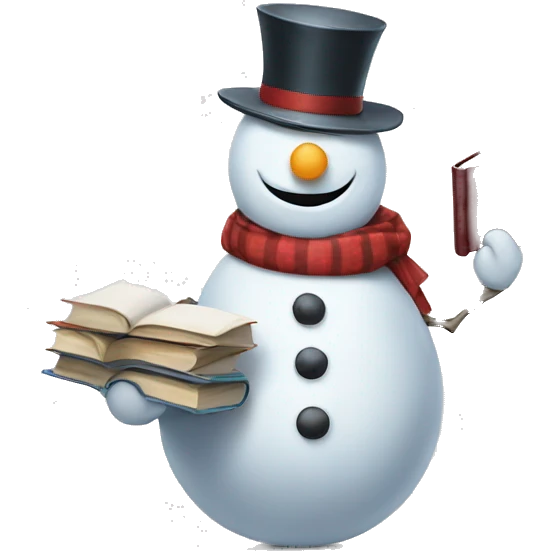 snowman holding books emoji