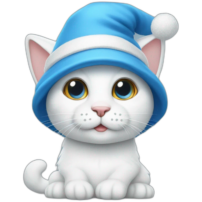 Smurf cat with white hat emoji