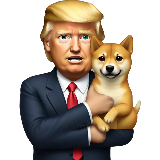 Donald trump holding doge emoji