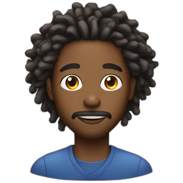 Young Black man with locs and a goatee and mustache emoji