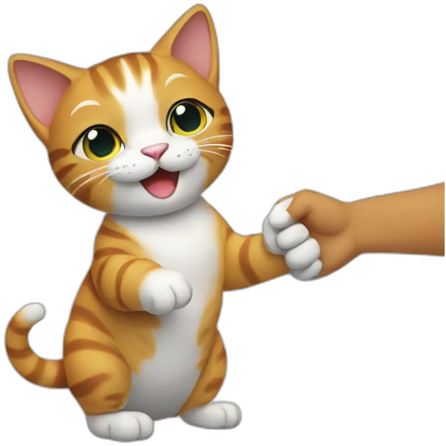 cat shaking hands emoji