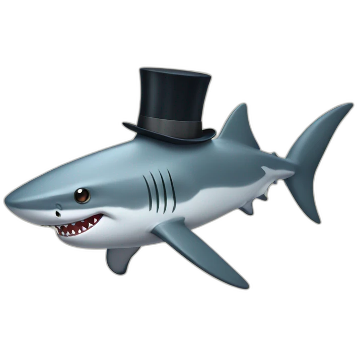 Shark with a top hat  emoji