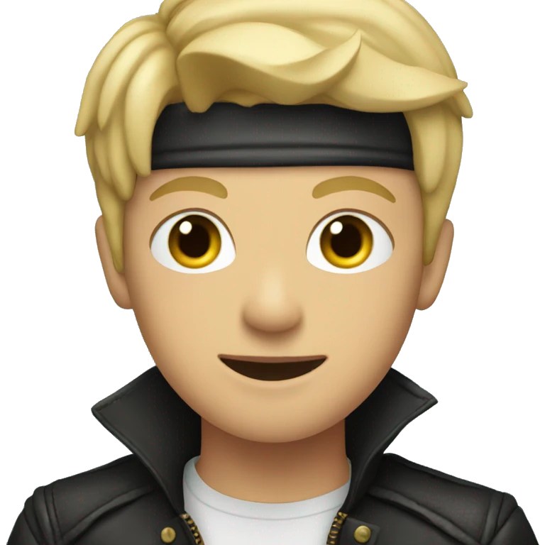 Blonde boy in leather jacket on boat emoji