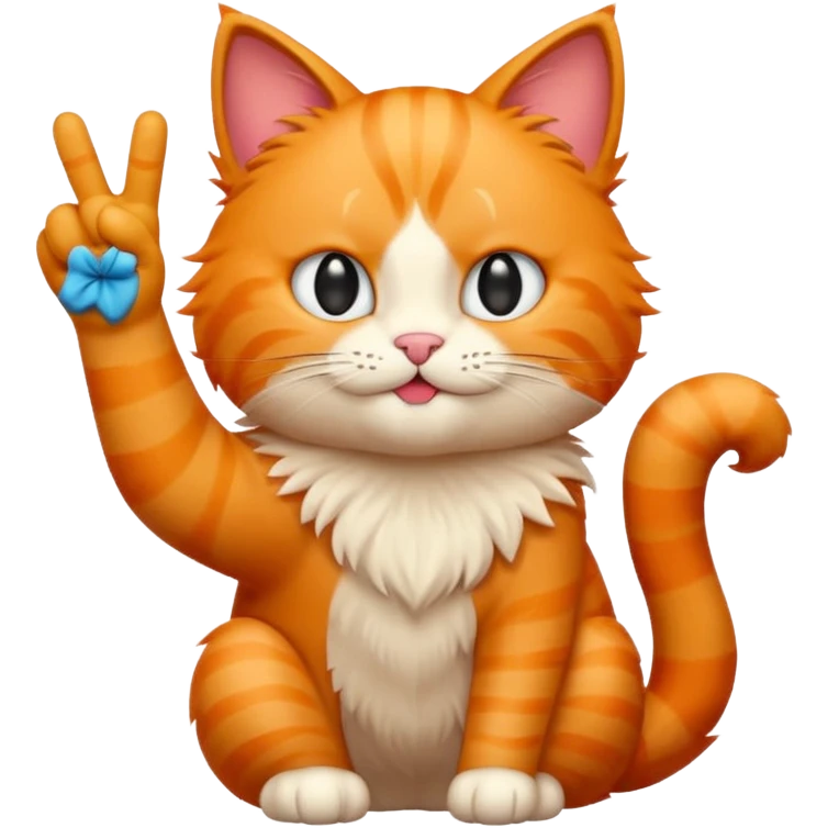 orange cat holding up its middle finger, playful, cartoon style, simple emoji style emoji
