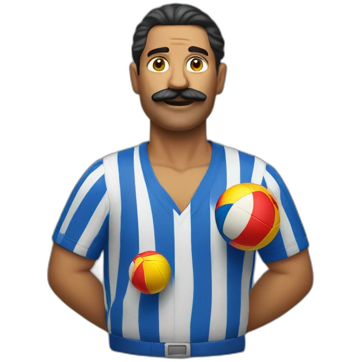  Cuban Man with mustache carrying a lot of balls emoji