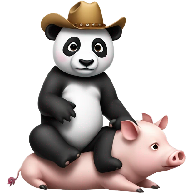 Panda riding a pig with cowboy hat emoji