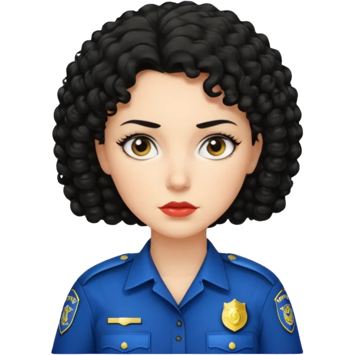 white woman police with black curly hair emoji