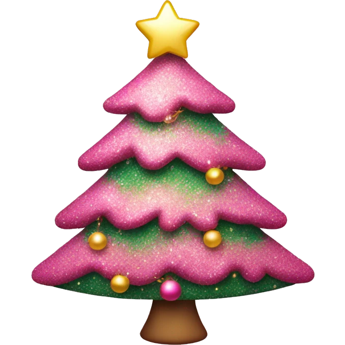 Pink sparkly Christmas tree emoji