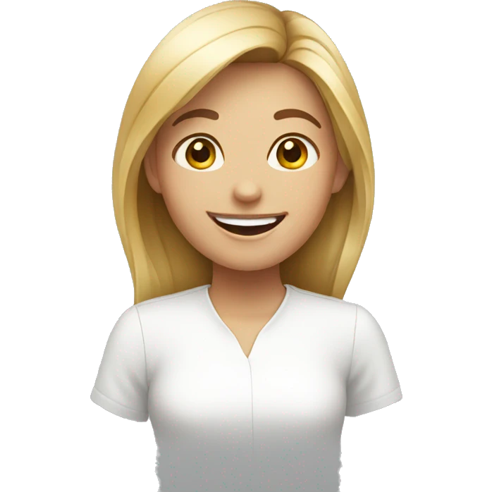 happy girl in white shirt emoji