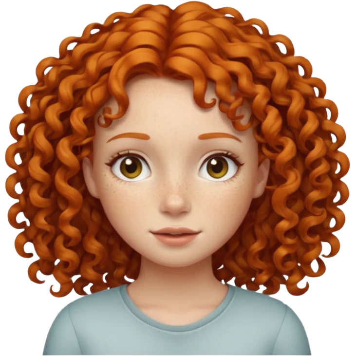 A ginger girl with curly hair in this style 👩🏼‍🦱 just the head no body simile to the apple curly hair emoji just ginger instead  emoji