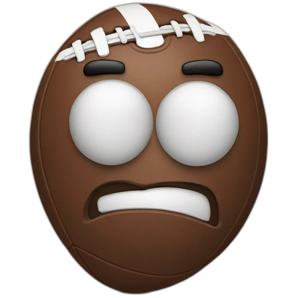 football with grumpy face emoji